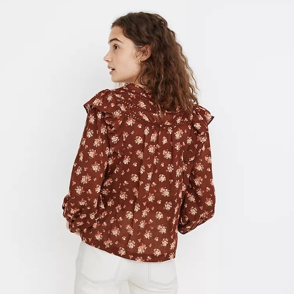 Madewell Ladder-Trim Ruffle Top Homestead Bouquet - Picture 3 of 11